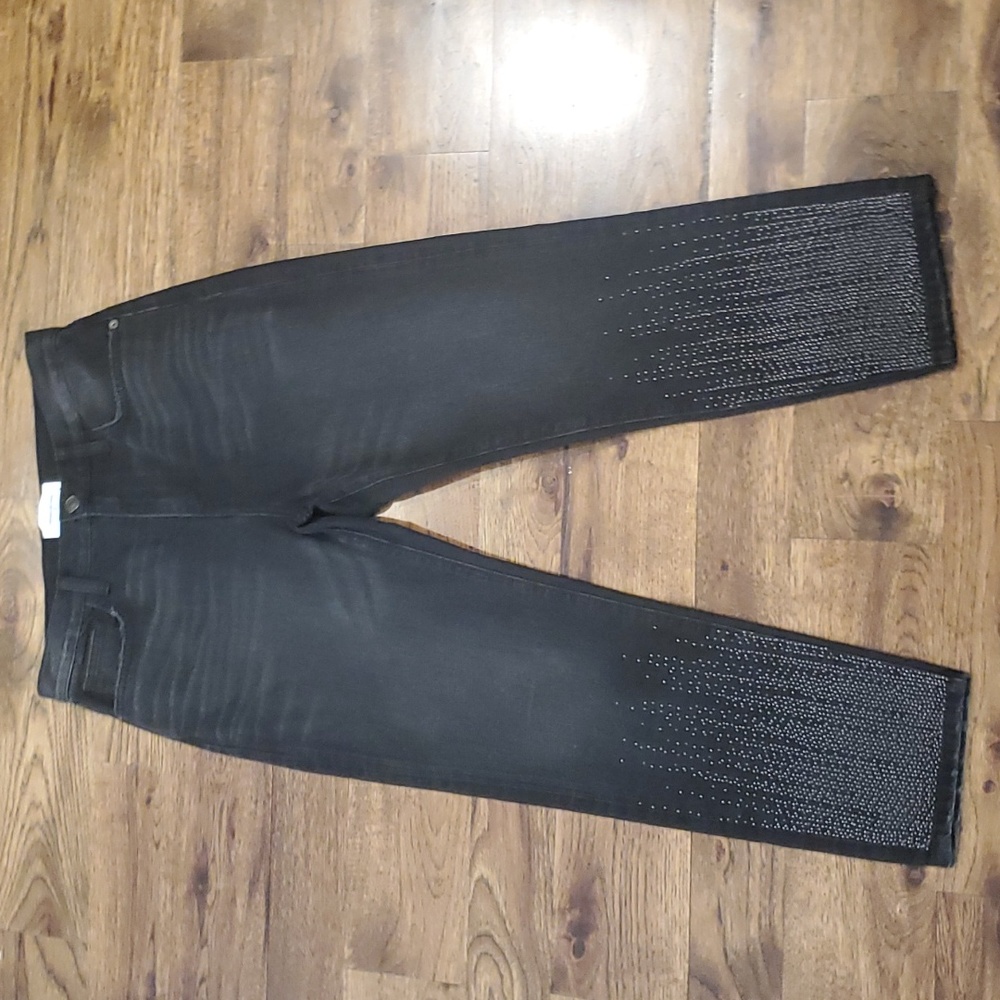 Womens Current/Elliott black studded cropped jeans size 28